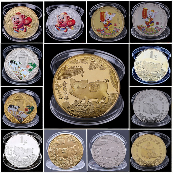 2019 Pig Souvenir Coin Chinese Zodiac Commemorative Coin Lucky Gifts Silver BSCA 