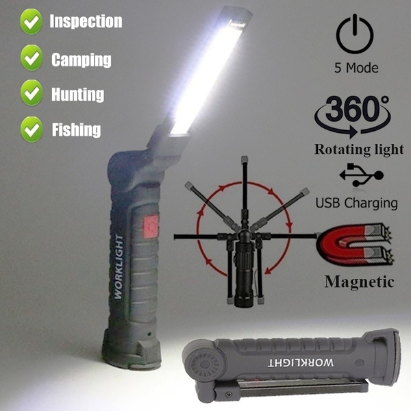 COB LED Flashlight Work Lamp Rechargeable Magnetic Torch Repair Light Flexible 