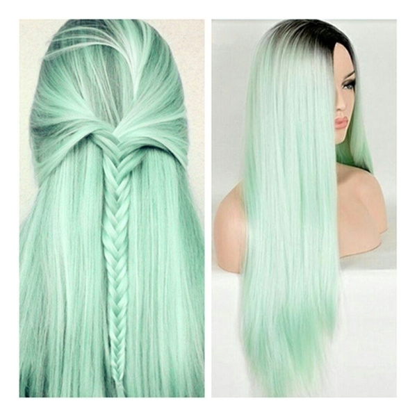 mint green ombre wig