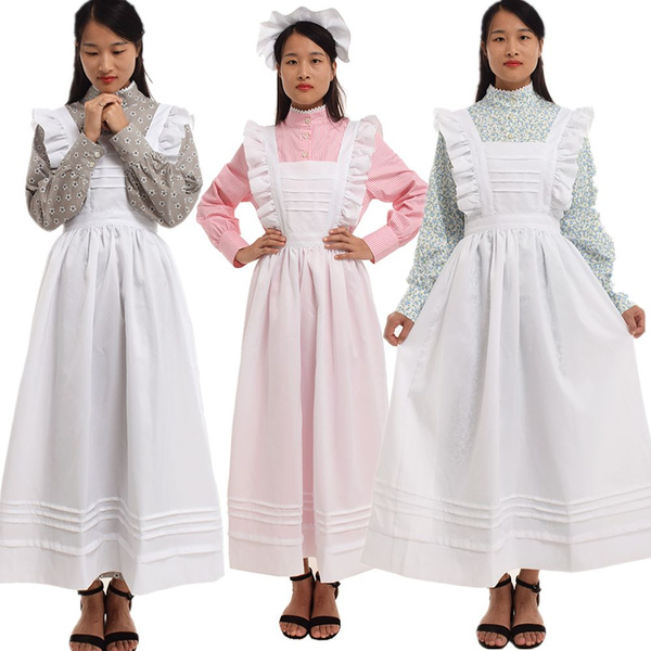Women Pilgrim Dress Victorian Maid Costume With Apron 100 Cotton Wish 7329