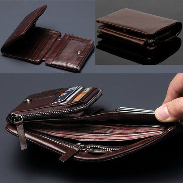 WilliamPOLO Brand Men's Wallet Luxury Designer Vintage Classic Top Quality  Leather Card Holder Purse Zipper Long