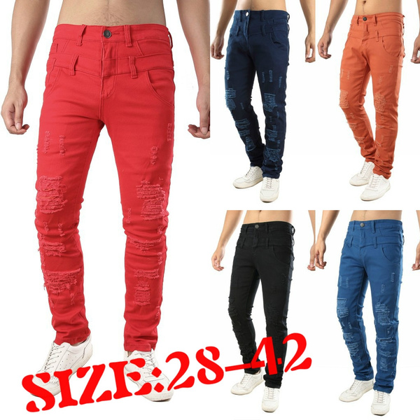 Orange on sale biker jeans