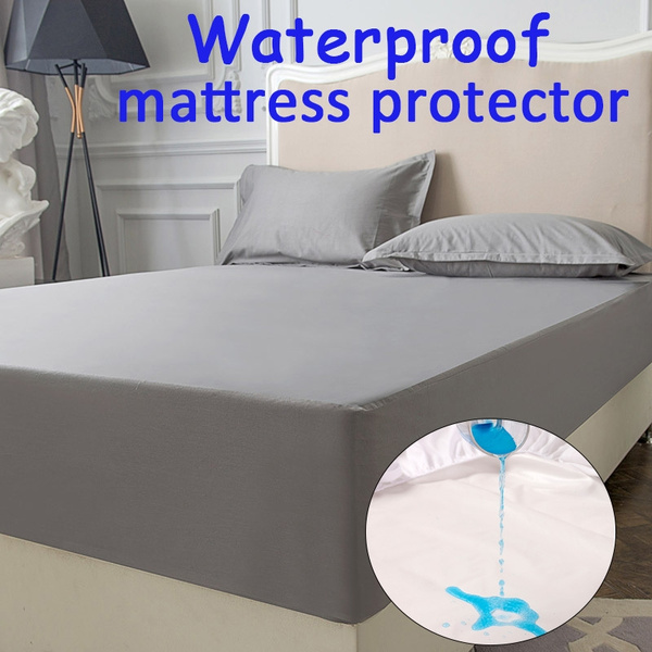 Mattress Protector Waterproof Solid Color Fitted Mattress Cover