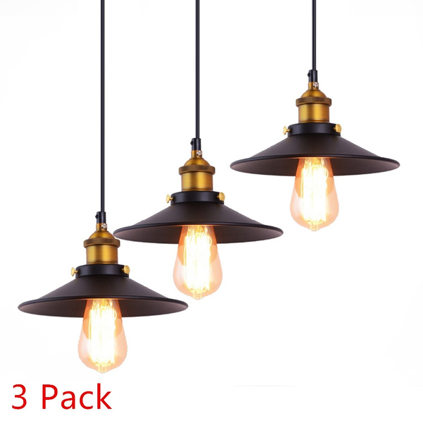 3 Packs Vintage Industrial Retro Metal Iron Pendant Light Ceiling Lamp Lampshade 