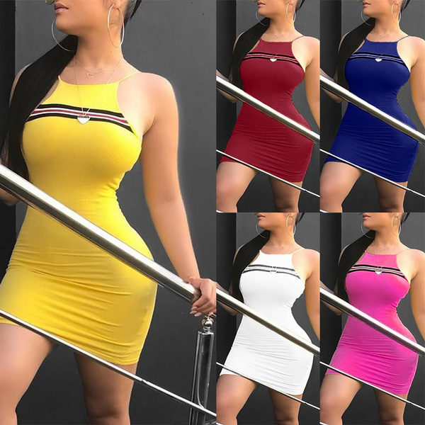 Plus Size Mini Dress Women's Fashion Spaghetti Strap Sleeveless Striped ...