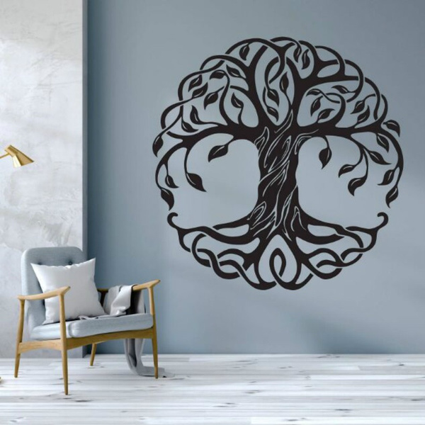 Tree Wall Sticker Removable Of Life Decal Mandala Circle Trees Vinyl Mural Home Decoration Yoga Art Wish - Wall Tree Stickers Decor