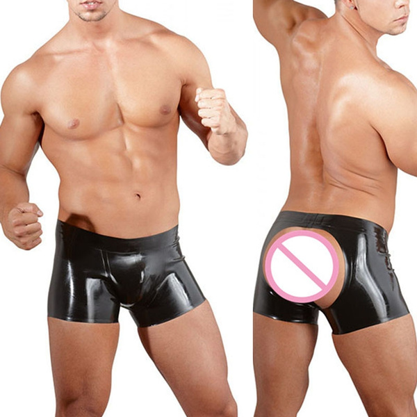 Plus Size Boxers Black Wetlook Vinyl Leather Lingerie Sexy Men s Boxers Shorts Shiny Cool Male Gay Underwear Underpants