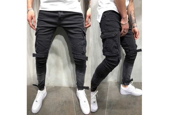 Jamickiki 2023 Spring Casual Design Mens Skinny Broken Hole Ripped Beggar  Jeans for Men, Hip Hop Street Style Denim Pants, Sport Denim Trousers.