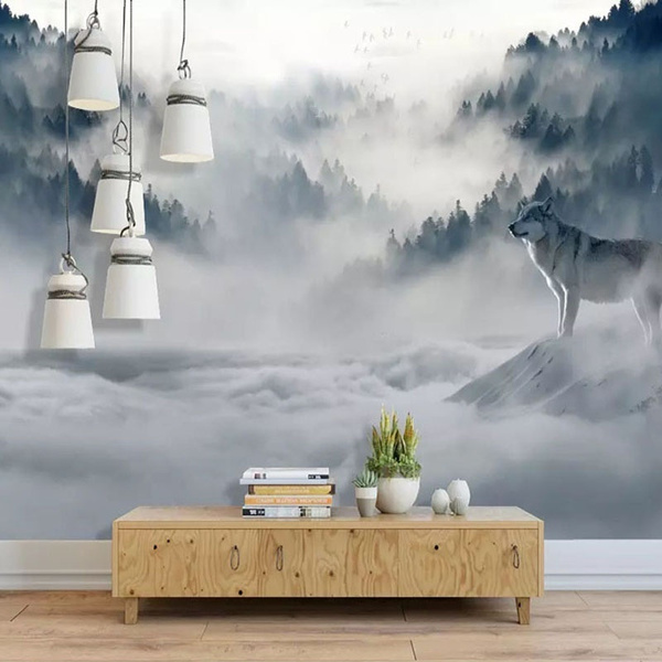 Custom Mural Wallpaper 3D Mountain Fog Forest Wolf Animal Wall Painting  Photo Wallpaper For Living Room Bedroom Decor wallpaper | Wish