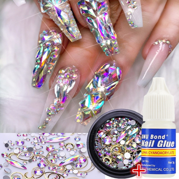 1 Box Nail Rhinestone Cutting Faces Crystal Colorful Glass Flat Back Nail Art Rhinestones For 3d Decorations Wish