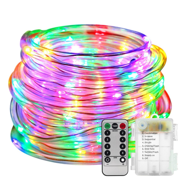 Led Rope Lights Battery Operated Waterproof 33ft String With Remote Timer Firefly 8 Mode Dimmable Fairy For Outdoor Indoor Home Decoration Multi Color Wish Led Rope Lights Battery Operated, Outdoor Rope Lights Battery Operated