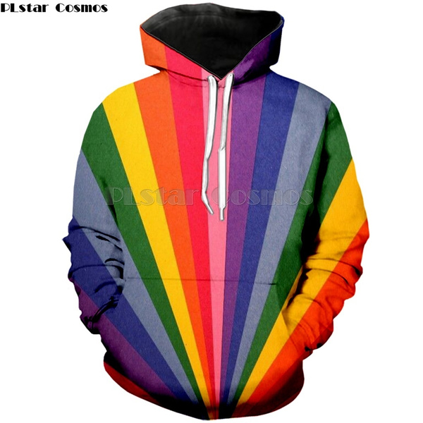 Asylvain Unisex 3D Graphic Hoodies Rainbow Colorful Cool Design 3D Print Sweatshirts for Men and Women with Pocket 
