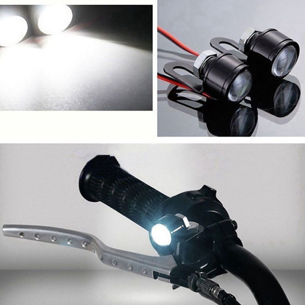 2X White LED Motorcycle Handlebar Spotlight Headlight Driving Light Fog Lamp 12V 