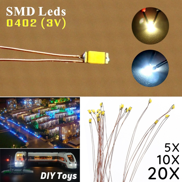 20/10/5pcs 0402-3V SMD LED Pre-soldered Micro Litz Wired LED Leads Hobby LEDs for DIY Model Miniatures Trains Super LEDs | Wish