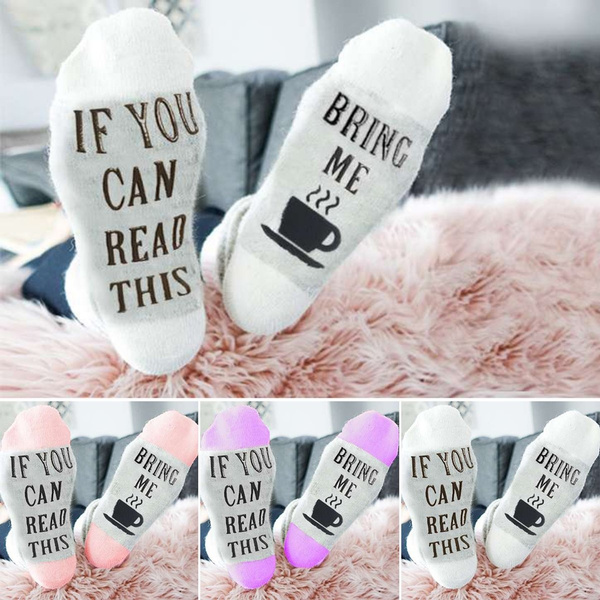 Xmas Ladies If You Can Read This Bring Me Some Coffee Funny Socks Bed Socks Gift