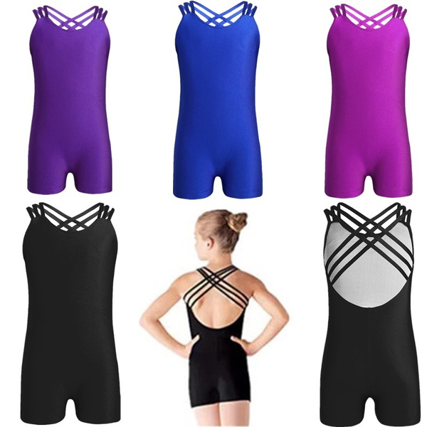 Kids Girls Sleeveless Strappy Ballet Dress Children Dance Clothing