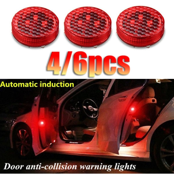 Universal 4 Pcs/6 Pcs Red LED Car Door Warning Light Opened Safety ...