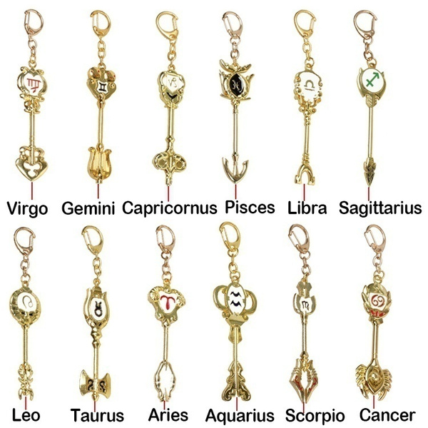 Fairy Tail Lucy The Twelve Constellations Cosplay Metal Nyckelring 12 Stilar Heartfilia The Zodiac Alloy Key Pendant Wish