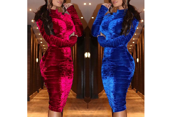 Velvet high neck hot sale scrunched bodycon dress