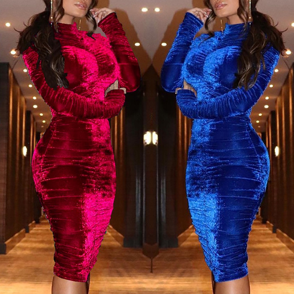 Velvet high clearance neck bodycon dress