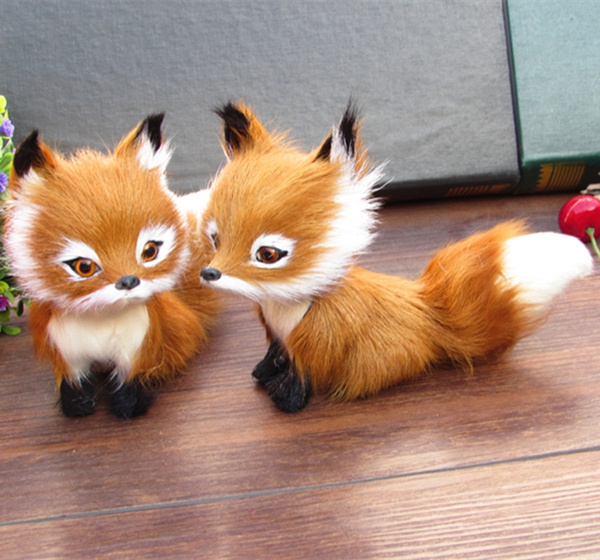 Cute Simulation Fox Plush Toy Imitations Furs Yellow Fox Doll Gift home Decors 