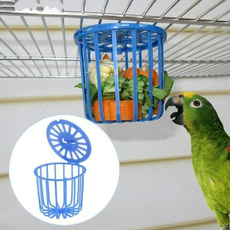 Cute Bird Parrot Feeder Cage Fruit Vegetable Holder Cage Accessories Hanging Basket Container Toys Pet Bird Supplies