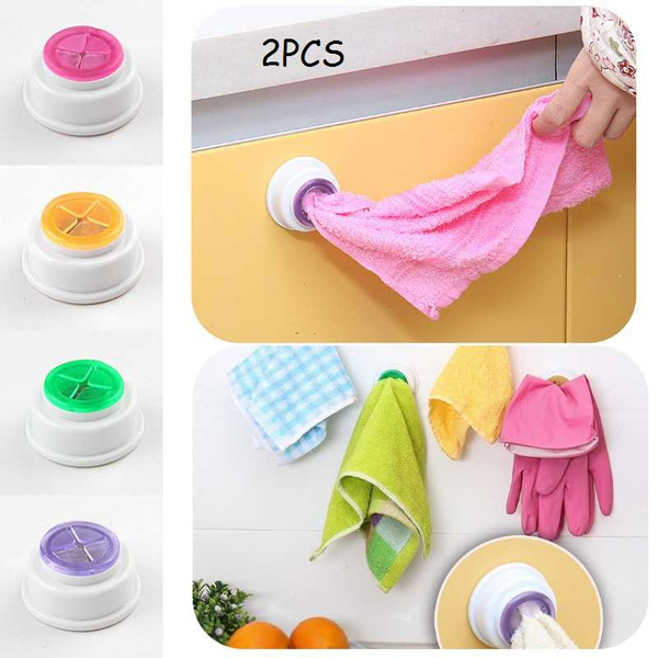 2 Pcs Bathroom Storage Towel Clip Dishwashing Gloves Hook Kitchen  Multifunctional Storing Shelf