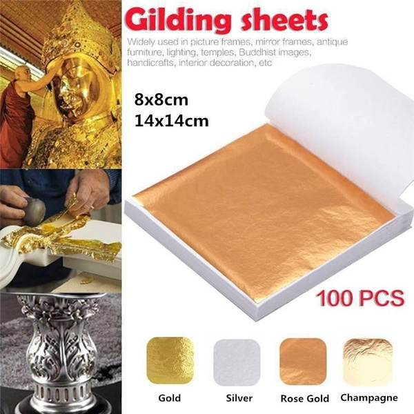 100pc Imitation Gold Sheets Foil Paper for DIY Gilding Craft Decoration  Leaf