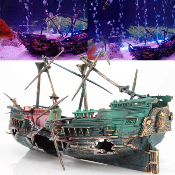 Pirate ship fish outlet tank decorations