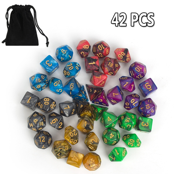 42 PCS/Set Dungeons & Dragons MTG Polyhedral Game Dice Six-Color DND RPG Dice 