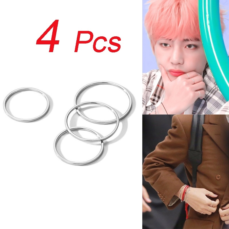 4pcs Kpop Bts V Finger Rings Bangtan Boys V Stainless Steel Rings Wish