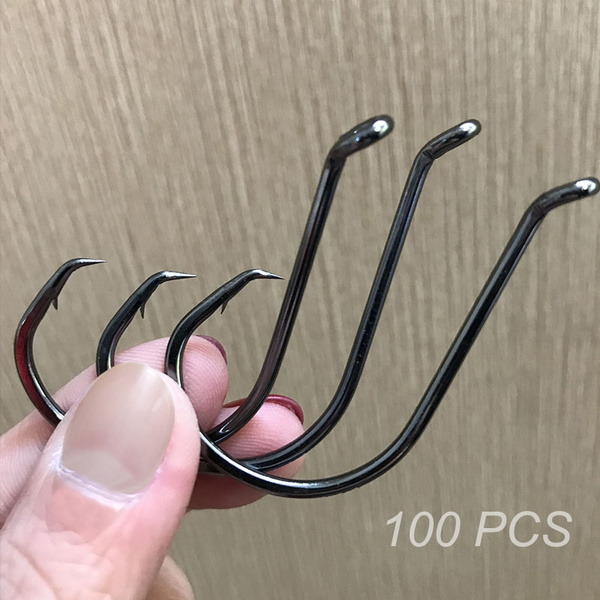 MVUSA 100 Pack Size #6 Circle Hooks - Black Nickel, 2X Strong, Octopus Style