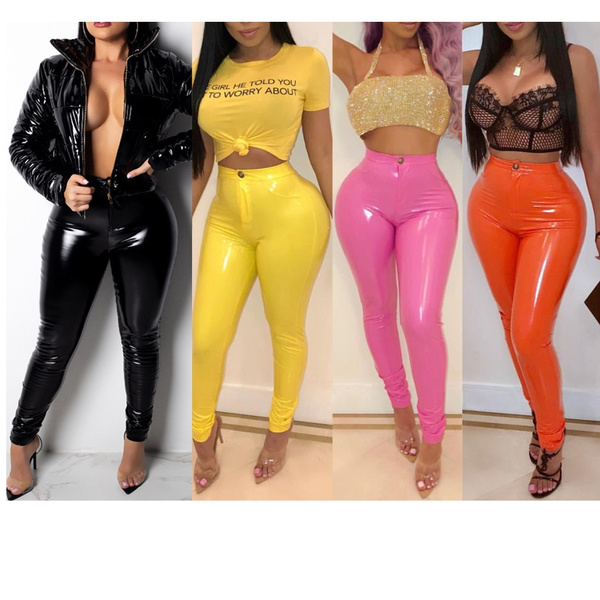 Sexy Faux Leather Pant Women Skinny Push Up High Waist