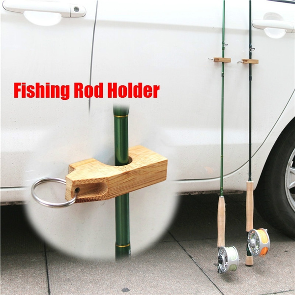 1PC Wooden Mini Fly Fishing Rod Rack Holder Magnetic Fishing Rod Guard  Hanger Rod Transport System Attaches to Car
