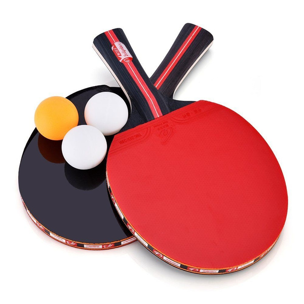 2PCS Professional Table Tennis Ping Pong Racket Paddle Bat 3Balls Bag Sets 