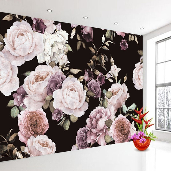 Floral Black Grey White Rose Flower Wall Mural Photo Wallpaper GIANT WALL DECOR