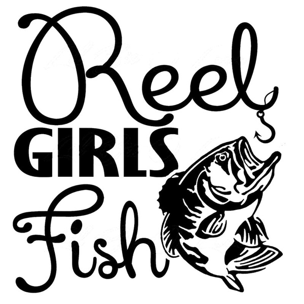 Full Size Reel Girls Fish Vinyl Decals With Bass For Fishing Car Styling  Funny Car Sticker Removable Waterproof