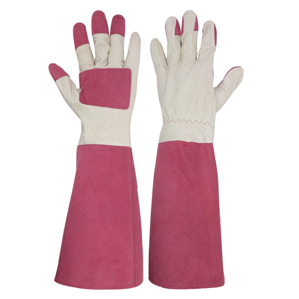Pigskin Leather Gardening Gloves Rose Pruning Long Cuff Thornproof Work Gloves 