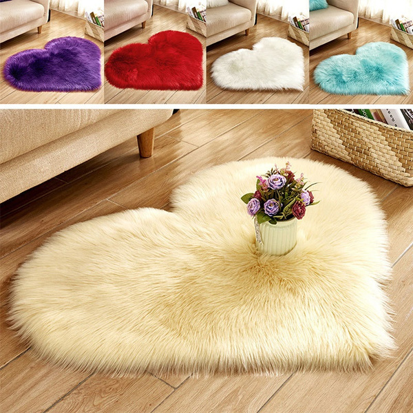 Alfombra peluda amor corazón alfombras lana Artificial piel de oveja alfombra Alfombra peluda amor corazón alfombras lana Artificial piel de oveja alfombra