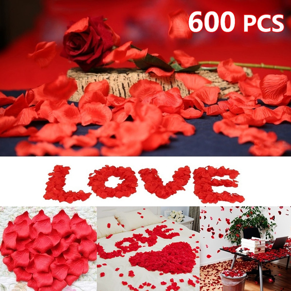 600pcs Silk Rose Flower Petals Leaves Wedding Party Table Confetti Decoration 