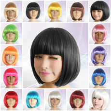 Black wig, wig, straightwig, Hairpieces