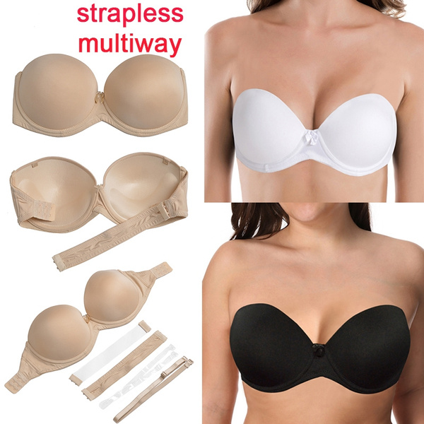 Strapless Transparent Invisible Multiway Clear Back Straps Bra Women Push up  Underwear
