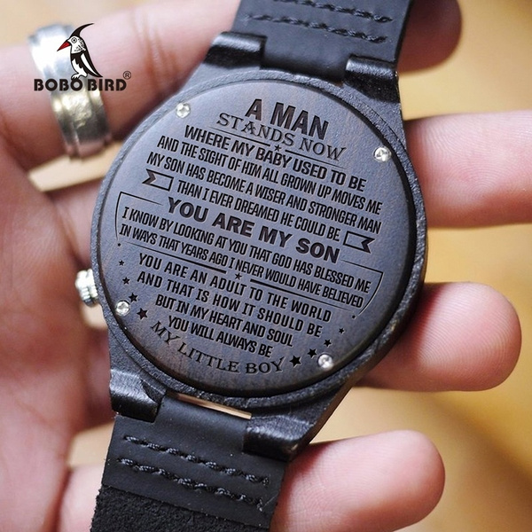 Wooden engraved clearance son watch