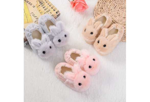 New Winter Indoor Kids Cartoon Rabbit Plush Slipper Warm Home Shoes Girls Boy