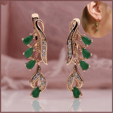Fine earrings 328 Anniversary 585 Rose Gold Multicolor Water Drop Natural Zircon Wedding Party Fine Jewelry Women Long Dangle Earrings Fashion jewelry beautiful gifts