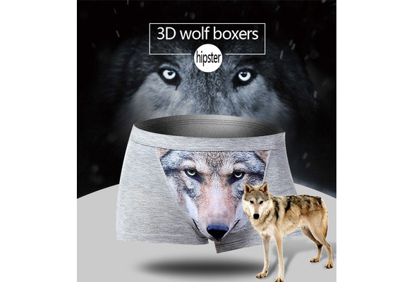 Sexy Funny Male Underwear 3D Wolf Boxer Shorts Men s Shorts U