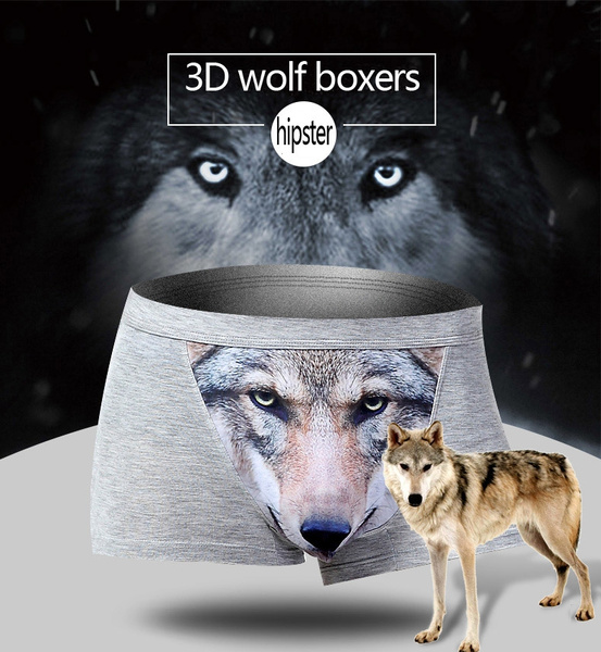 Sexy Funny Male Underwear 3D Wolf Boxer Shorts Men s Shorts U Pouch Briefs Breathable Underwear Cotton Underpants