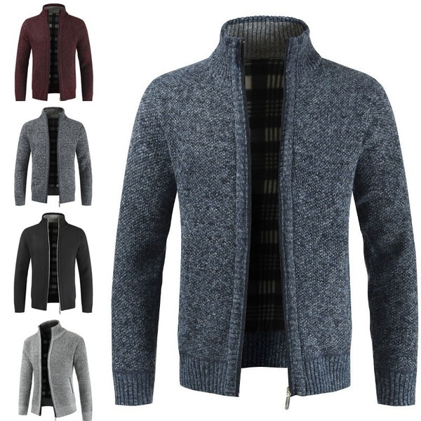 Winter new men's simple cardigan sweater slim Mens V neck knit shirt ...