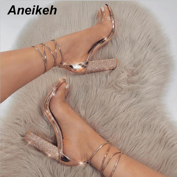 Aneikeh PVC Women Heeled Sandals 