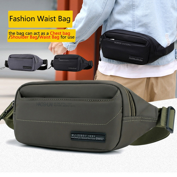 Men Waterproof Nylon Hip Bum Belt Pouch Fanny Pack Waist Purse Bag